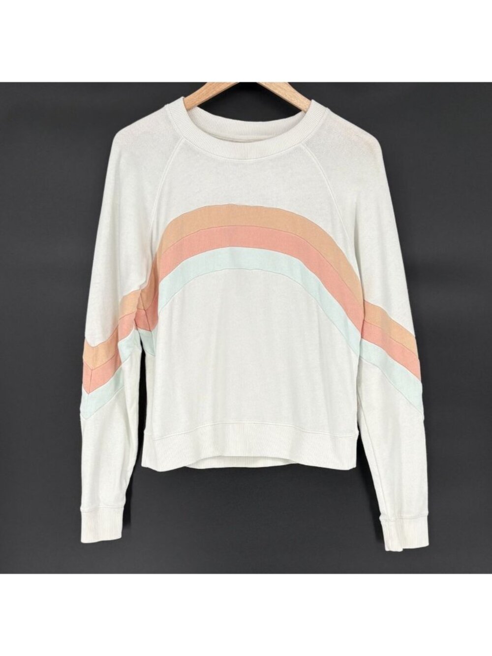 Faherty Molli Crew Sweatshirt Womens M Golden Hour Rainbow Stripe Coastal Beachy